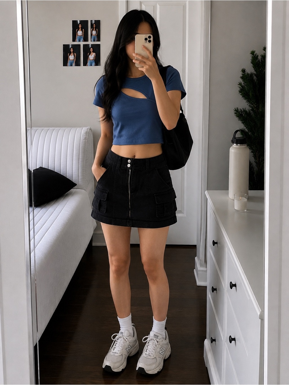 blue crop top with cut out detail #croptop #fashion